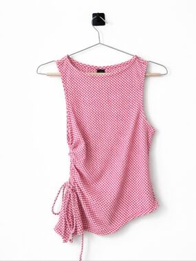 wild fable Red & White Gingham Tie-Detail Tank